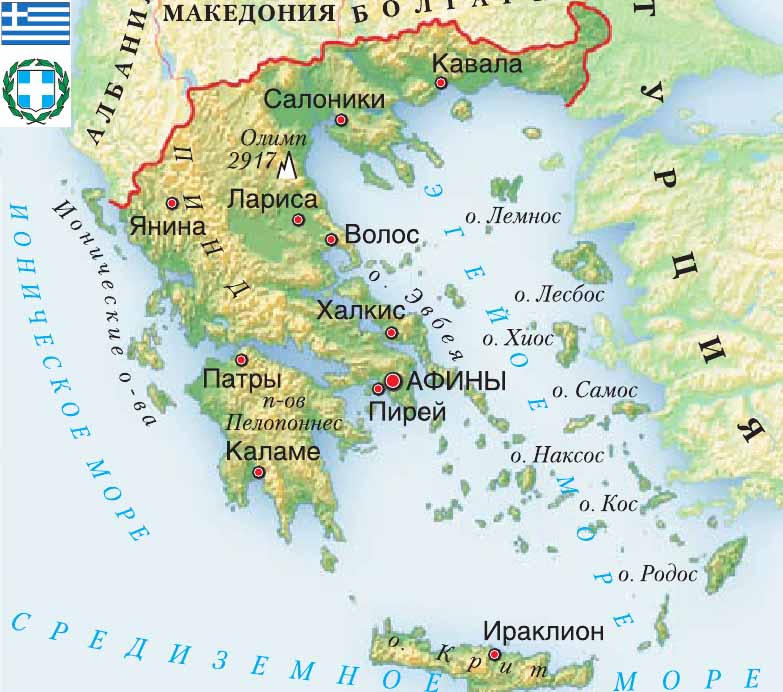 карта Греция