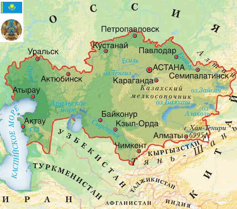 карта Казахстан